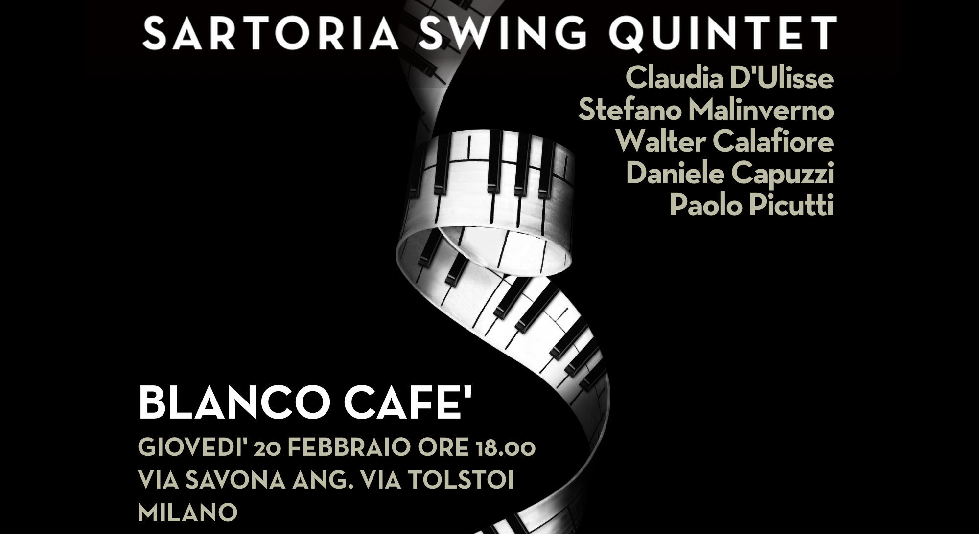 20 FEBBRAIO – Sartoria Swing Quintet al Blanco Cafè